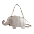 Silver elephant shaped crossbody bag, cute animal shoulder bag for women and girls daily use. - Silver