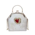 Barok stijl avondtas met ketting, vintage geborduurde schelp vorm handtas voor vrouwen. - Khaki