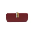 Borsa a tracolla da sera rossa da donna, elegante borsa da festa con doppio anello in metallo. - Rosso