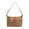 Khaki geweven stro schoudertas strand okseltas stijlvolle retro geweven handtas voor dames - Stijl 1 / Khaki