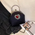 Stijlvolle zwarte barok avondtas met vintage sluiting en ketting voor dames feestje - Zwart