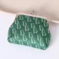 Retro green letter print metal clasp coin purse, mini portable pouch for cards and coins. - Blue