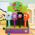 Süßer Plüsch Monster Gelschreiber mit flauschigem Ball, lustiger Mund Schreibwaren Set 12 Stk - Plüschstifte mit großem Mund / 0.5mm
