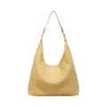 Yellow woven shoulder bag, stylish hobo purse for women, casual daily commuting handbag. - Yellow