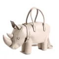 Kreative Nashorn Form PU Leder Handtasche, einzigartige Neuheit Tier Schulter Umhängetasche. - Weiß