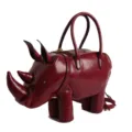 Weinrote Nashorn geformte Lederhandtasche ausgefallene süße Tier Umhängetasche für Damen - Rot