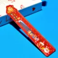 Weihnachtliche 15cm Acryl Glitzer Lineal mit Flüssigkeit für Schule und Kinder Büro - Rotes Rentier