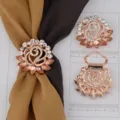Anello sciarpa cristallo oro rosa fiore cavo clip hijab chic donna moda accessorio - Colore 002