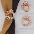 Fibbia sciarpa cristallo oro rosa fiore cavo strass clip hijab accessorio moda - Colore 004