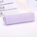 Koreanischer Stil lila kariertes Federmäppchen tragbare süße Kosmetiktasche Schreibwaren - Karo / S / Lila