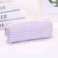 Koreanischer lila Vichy-Muster Federmäppchen tragbare Kosmetiktasche Schüler Schreibwaren - Karo / M / Lila
