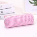 Rosa kariertes Federmäppchen, süße Kosmetiktasche für Schule und Schreibwaren Organizer. - Karo / M / Fuchsia