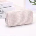 Braun Weisses Karos Federmaeppchen Kosmetiktasche Stilvolle Karo Aufbewahrung Tasche - Karo / L / Kaffeebraun