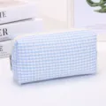 Blau-weiß kariertes Federmäppchen ästhetische Kosmetiktasche süße Schreibwaren Aufbewahrung - Karo / L / Blau