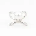 Silver alloy scarf ring featuring a central white pearl, elegant design for versatile professional wear. - S / Silver