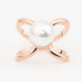 Elegant rose gold alloy single pearl silk scarf ring versatile professional ribbon buckle accessory - S / Rose Gold