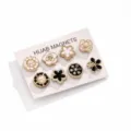 Set spilli hijab magnetici fiori perle clip sciarpa eleganti nero bianco accessori - Stile Colore Misto Set da 8