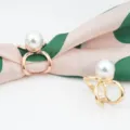 Elegant gold alloy single pearl scarf ring buckle versatile accessory for women shawls. - S / Gold
