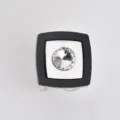 Square scarf buckle detail showing black border and central crystal accent accessory. - Black