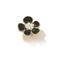 Elegante copribottone fiore perla, accessorio gemello decorativo camicia nero e oro. - Piccolo Petalo Smaltato Nero