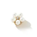Copribotono fiore perla strass, elegante accessorio per polsino decorativo camicia metallo. - Fiore di Perla a Goccia Bianco