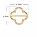 Gold four-leaf clover scarf buckle rhinestone clothing corner knot waist tightener tool - Small (4.2cm) / Gold