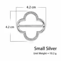 Silver four-leaf clover rhinestone scarf buckle, clothing hem clip and waist tightener. - Small (4.2cm) / Silver