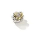 Copri bottone fiore di camelia in metallo argento oro bicolore camicia gemelli decorativi - Camelia lucida bicolore