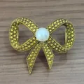 Retro cavo fiocco sciarpa anello abito scialle accessorio pendolare fibbia spilla mod - Oro antico