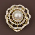 Gold rhinestone pearl alloy scarf clip brooch hem buckle versatile clothing accessory for women - Kaleidoscope Style Gold