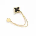 Magnetic pants cinching clip with gold chain and four petal flower design for clothing adjustment. - 482# Black