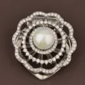 Rhinestone faux pearl alloy clothing corner clip scarf buckle brooch multi-purpose accessory - Kaleidoscope Style White Gold