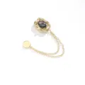 Gold magnetic pants cuff shortening clip with chain, vintage black stone and pearl decor. - No. 483 Black