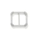 Elegante fibbia quadrata in strass argento per foulard e clip nodo maglietta stile versatile. - Fibbia Quadrata Minimalista / Argento
