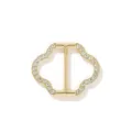 Fibbia per sciarpa in strass dorato clip per nodo d'angolo per vestiti multifunzionale - Quadrifoglio / Oro