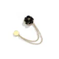 Black camellia flower pants cuff shortening clip with gold chains magnetic metal button accessory - 487# Black