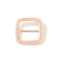 Fibbia per foulard quadrata in perle dorate, elegante clip per orlo di t-shirt variante. - Quadrato Arrotondato Doppio Perla / Oro rosa