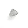 Silver rhinestone triangle scarf buckle, crystal fashion necktie accessory clip variant. - Silver