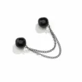 Magnetische broekclip hemdmouw houder zwarte edelsteen metalen ketting mode accessoire - Zwart