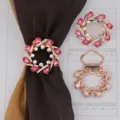 Anello per foulard fiore cristallo rosa oro clip hijab accessorio moda abbigliamento chic - Colore 010