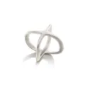 Minimalist silver X-shaped metal scarf buckle and fashion ring accessory for elegant outfits. - 17mm / Matte Silver