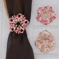 Anello per sciarpa in cristallo oro rosa fibbia strass floreale elegante clip hijab. - Colore 011