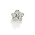Couvre-bouton fleur argentée avec strass, accessoire élégant pour manchette de chemise. - Camélia / Argent