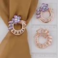 Anello per sciarpa in cristallo oro rosa fiore traforato clip hijab accessorio elegante - 012