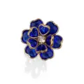 Bouton de manchette fleur cristal bleu pour chemise formelle et accessoire élégant. - Camélia / Bleu foncé