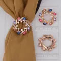 Fibbia per sciarpa in cristallo oro rosa fiore cavo spilla hijab clip accessori di moda - Colore 013