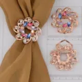 Fibbia per foulard in seta di cristallo oro rosa fiore cavo clip antiscivolo accessorio moda - Colore 014