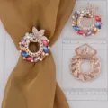 Anello per sciarpa in cristallo oro rosa strass floreale hijab clip accessorio - Colore 015