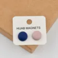 Matte Round Hijab Magnets 2 Pcs Blue Pink Magnetic Pins Non Slip Scarf Accessories - No. 10 (Set of 2)
