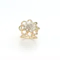 Fibbia per sciarpa camelia strass oro elegante spilla fiore lusso anello cappotto - Bianco